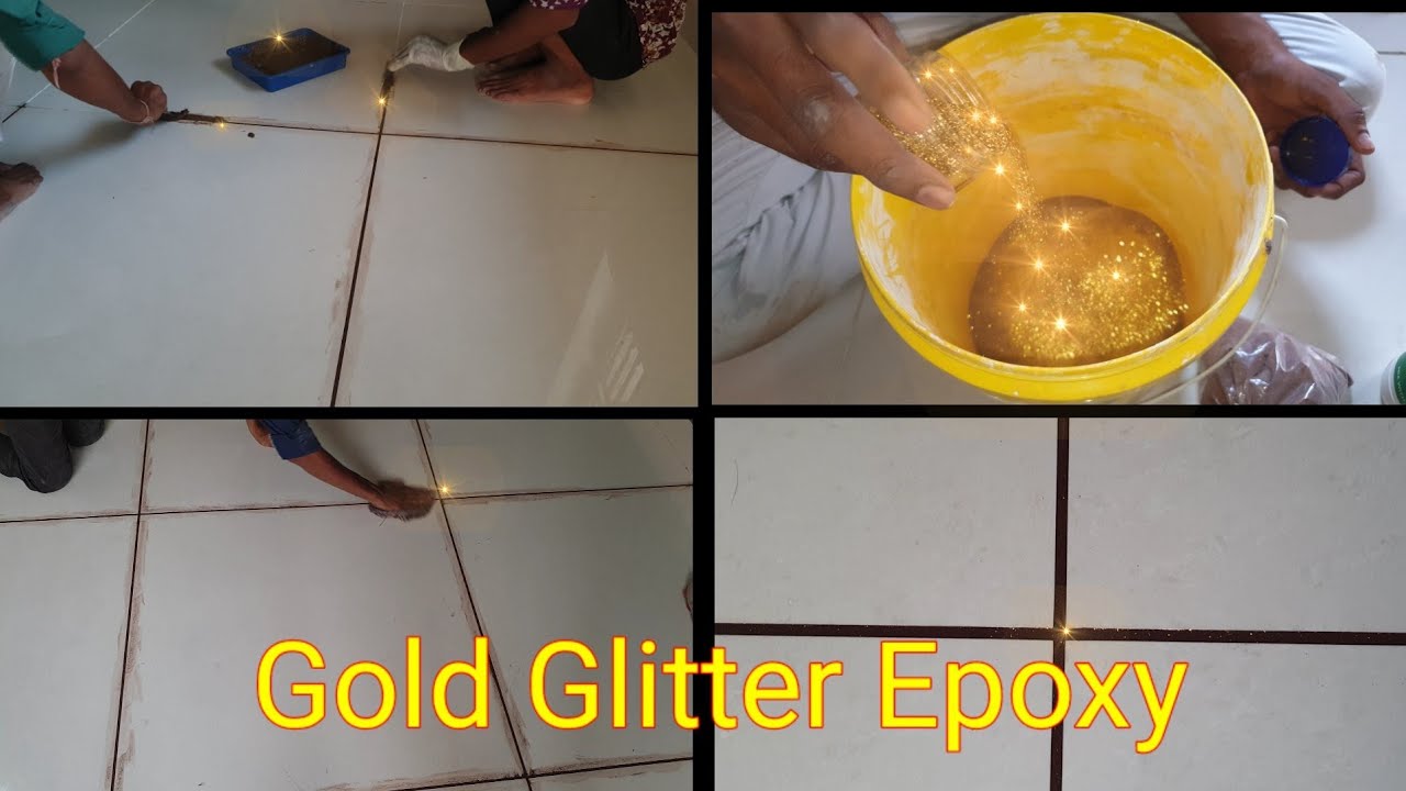 GOLD GLITTER EPOXY IN TILES JOINTS 
