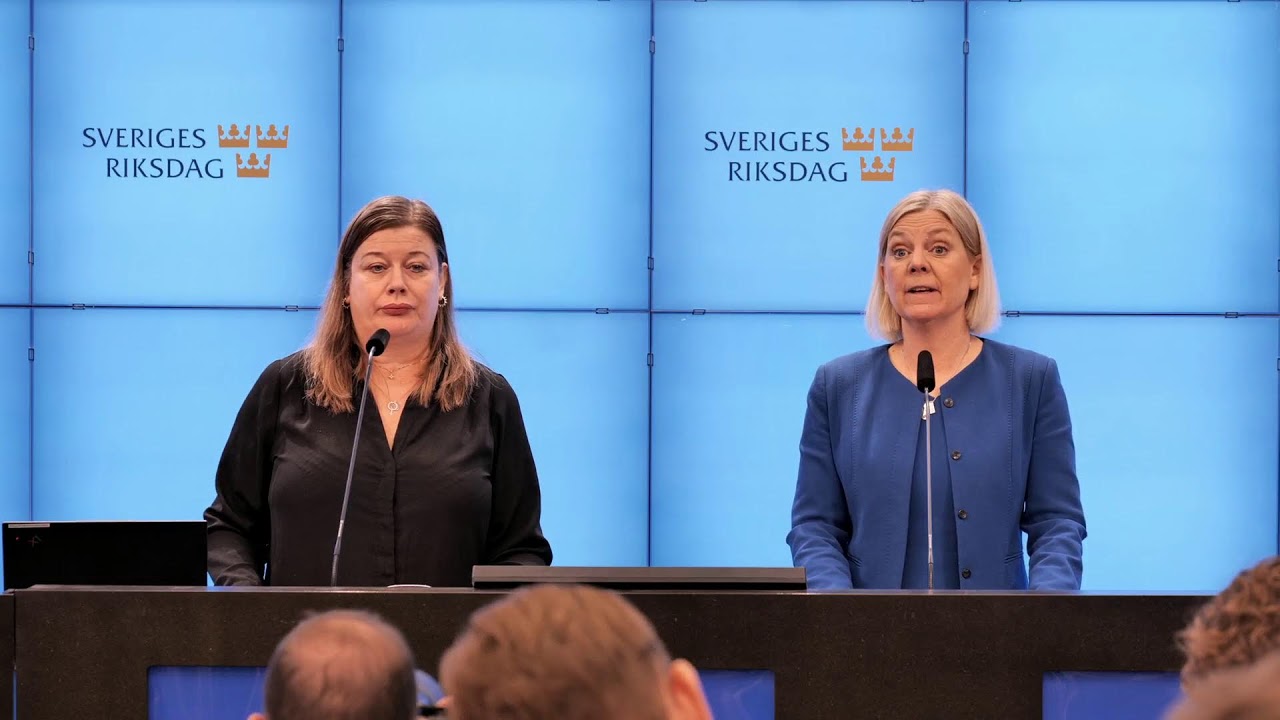 Pressträff med Magdalena Andersson och Kommunals ordförande Malin Ragnegård