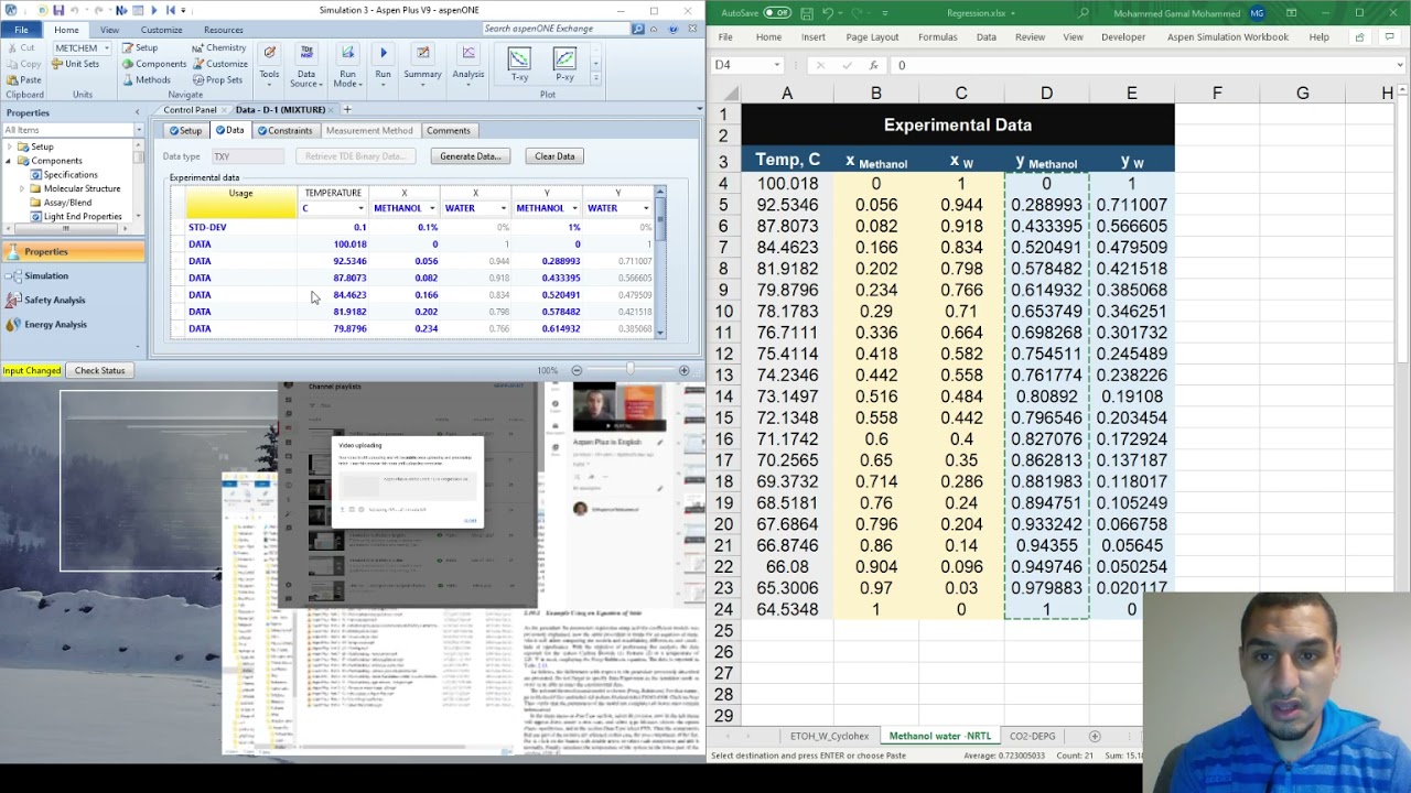 Aspen Plus  in English | Part 1 | 12 | Regression using experimental data