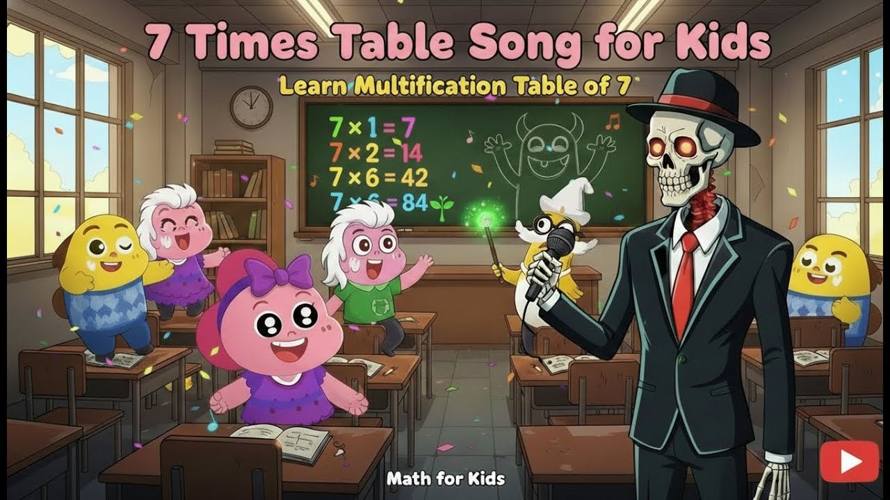 7 Times Table Song with Cute Dynos!  Learn Math Cocobi Style