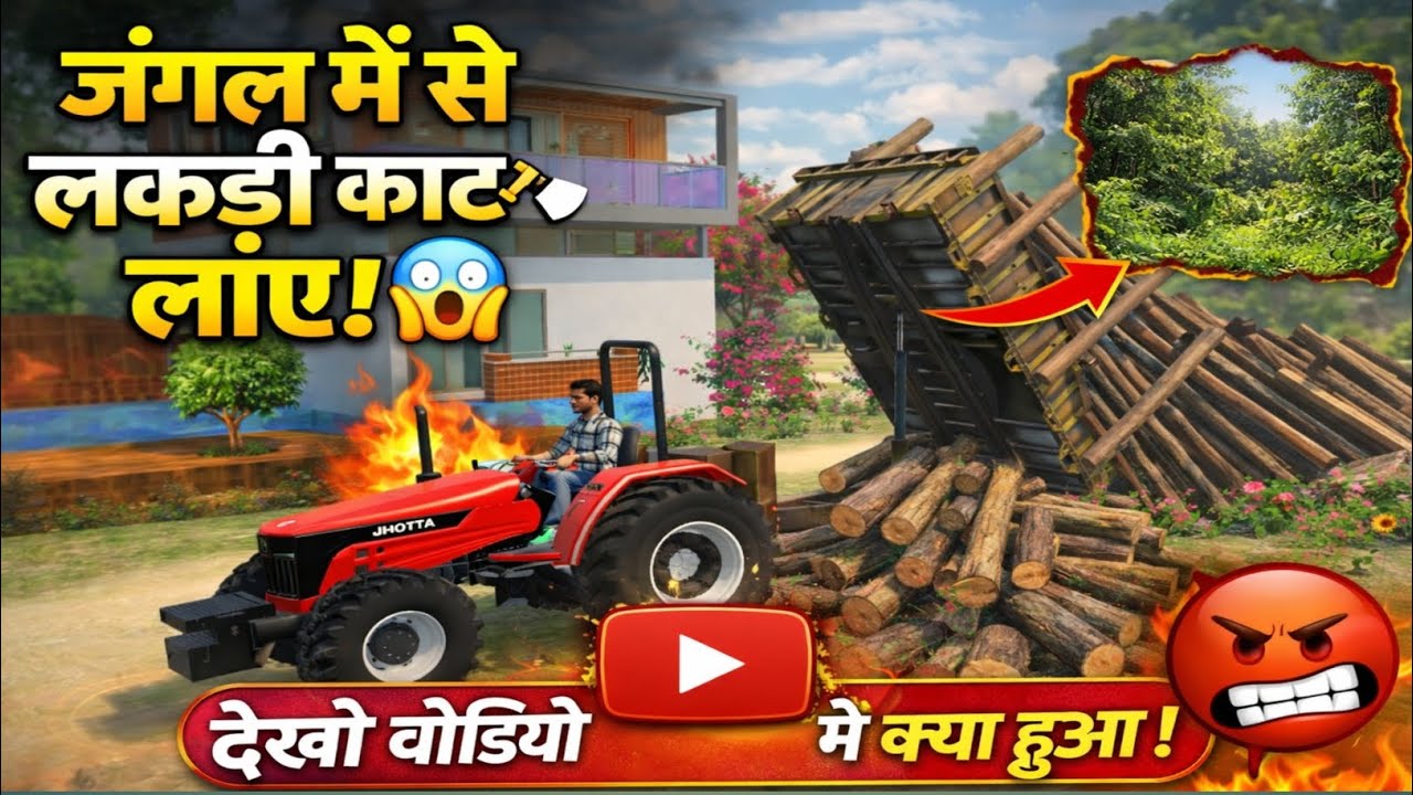 🌲 Jungle Wood Cutting Mission 🚜 | जंगल से लकड़ी काटकर लाए | Indian Vehicles Driving Game 🎮🔥#gaming