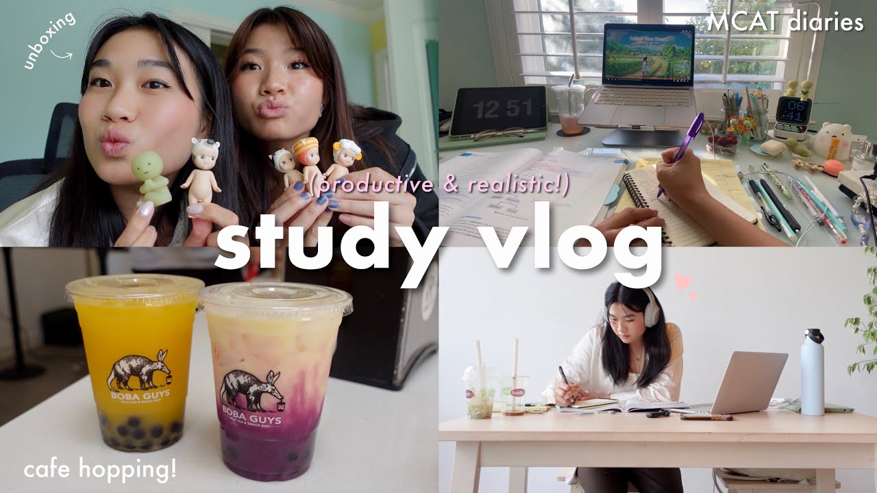 STUDY VLOG🧋cafe hopping, weekend of a busy premed intern, smiski unboxing, family brunch