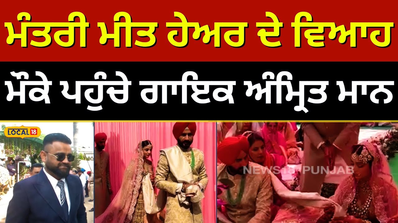ਮੰਤਰੀ Meet Hayer ਦੇ ਵਿਆਹ ਮੌਕੇ ਪਹੁੰਚੇ ਗਾਇਕ Amrit Maan | #local18