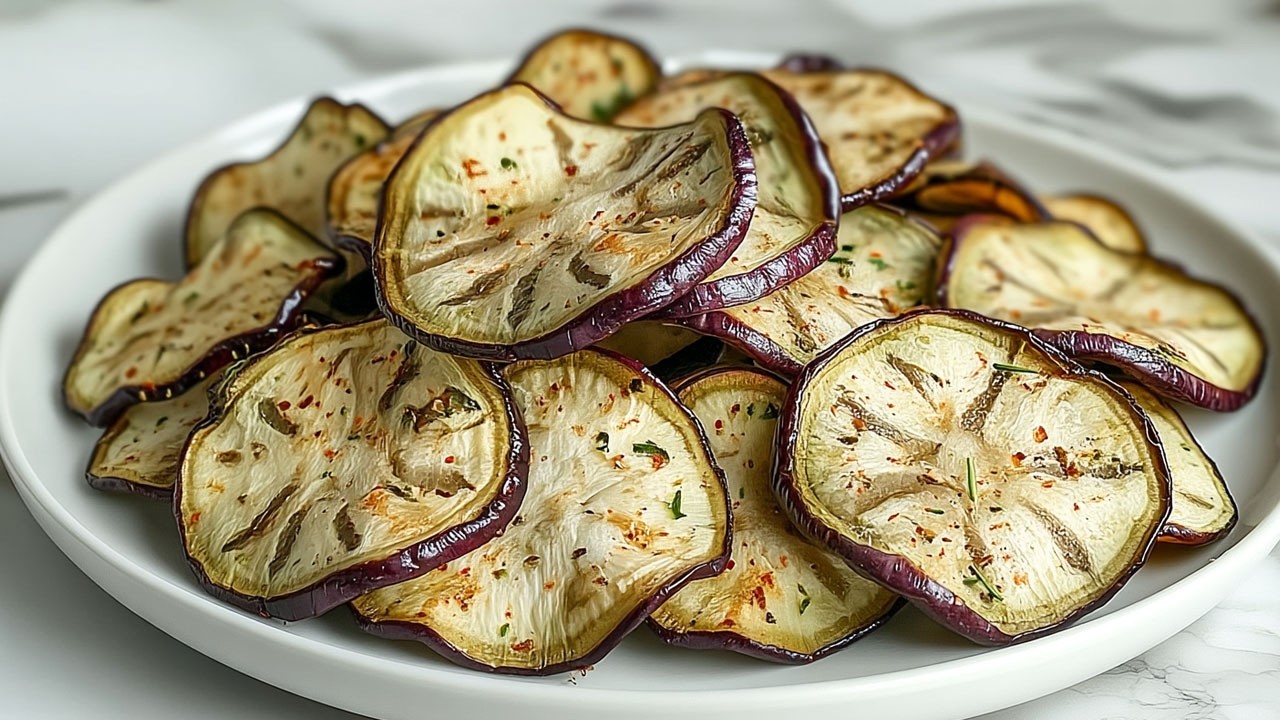 Die Aubergine, die alle verr&uuml;ckt macht! Das beste Auberginenrezept! Knusprige Auberginenchips!