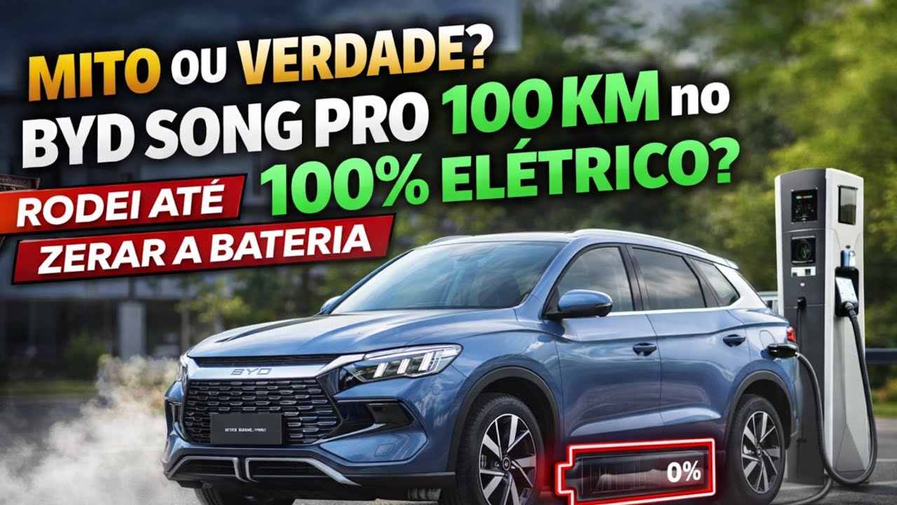 BYD SONG PRO roda QUANTOS KM no 100% ELÉTRICO? Rodei até ZERAR a bateria.