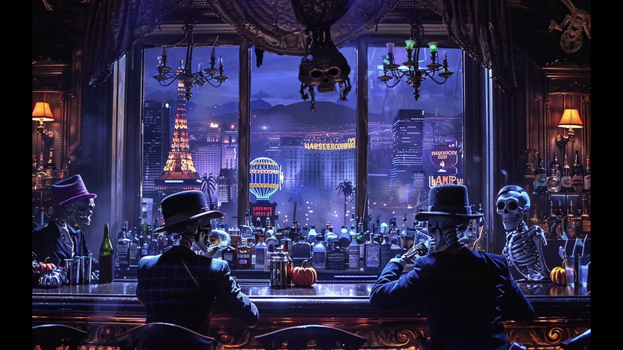 &ldquo;Spooky Vintage Caf&eacute; Vibes 💀✨ | 1940s Halloween Night in Vegas | Skeletons, Jazz & Candlelight 