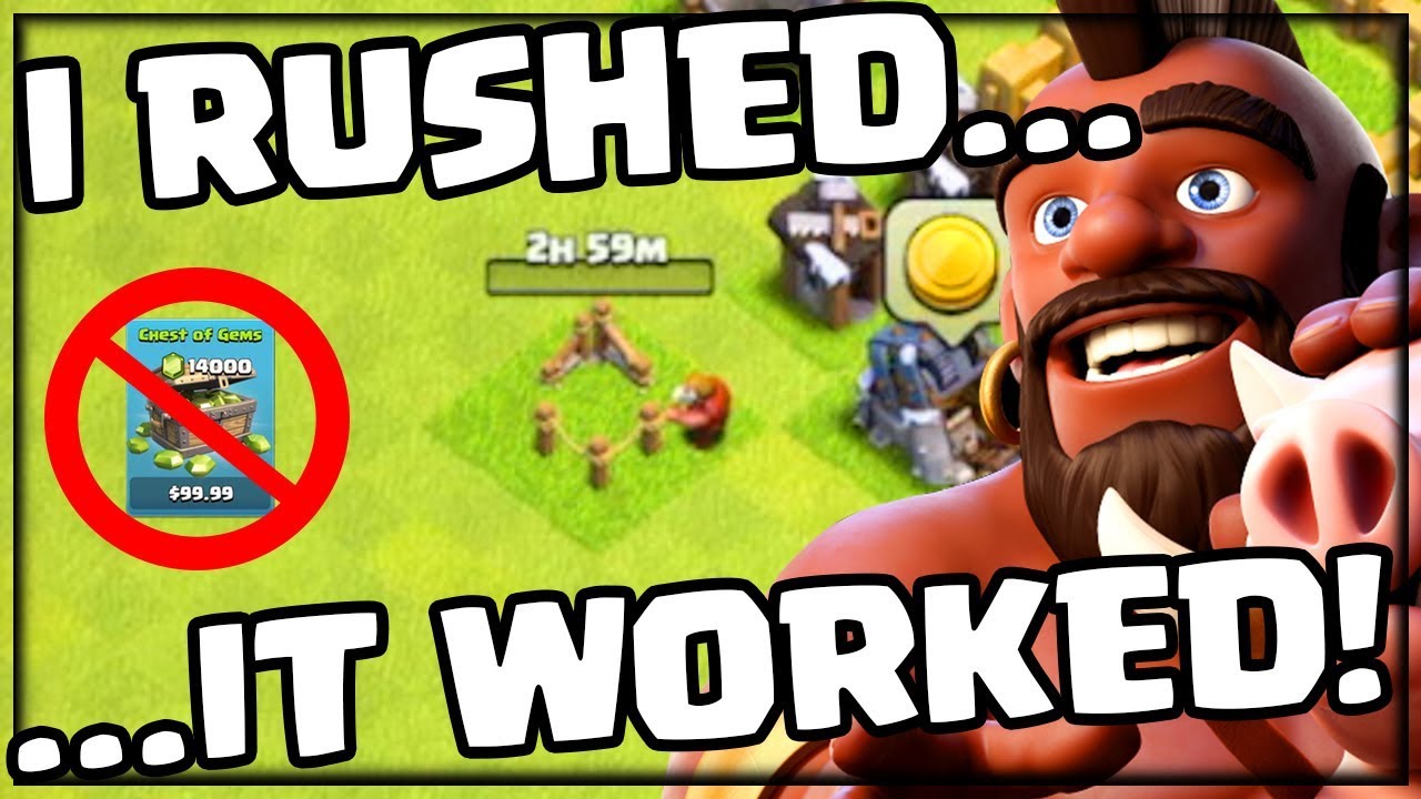 I RUSHED...It WORKED! Clash of Clans No Cash Clash #9