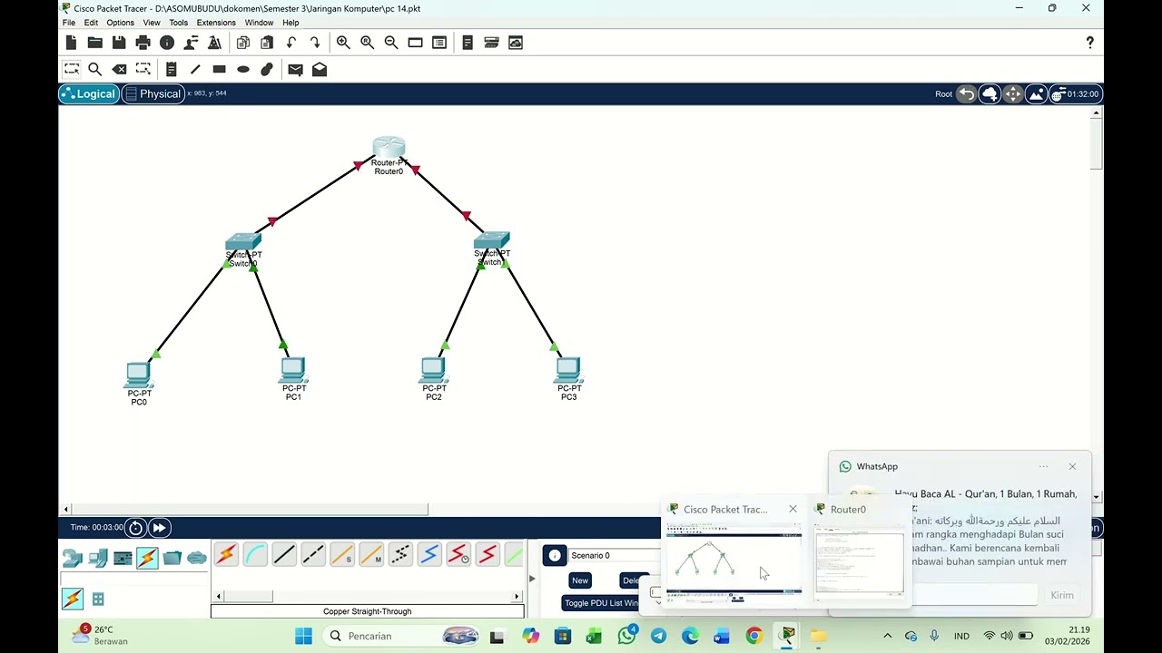 3 JARKOM menghubungkan sebuah ip Address yang berbeda dengan menggunakan Router