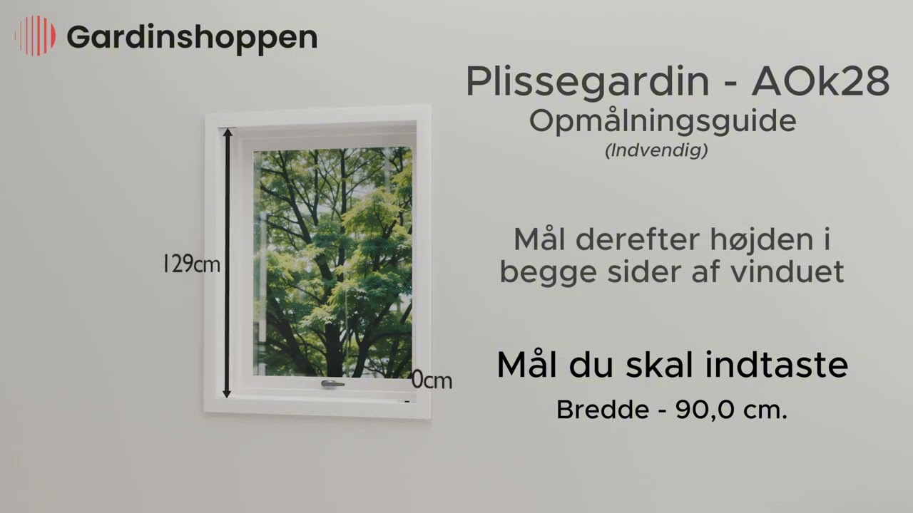 Plisse AOK28 indvendig opmålning