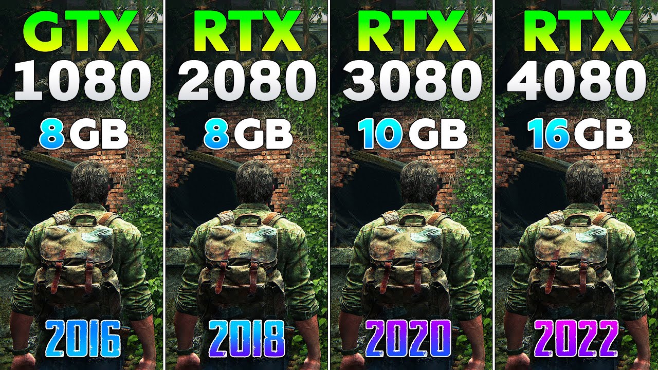 GTX 1080 vs RTX 2080 vs RTX 3080 vs RTX 4080 - Test in 8 Games