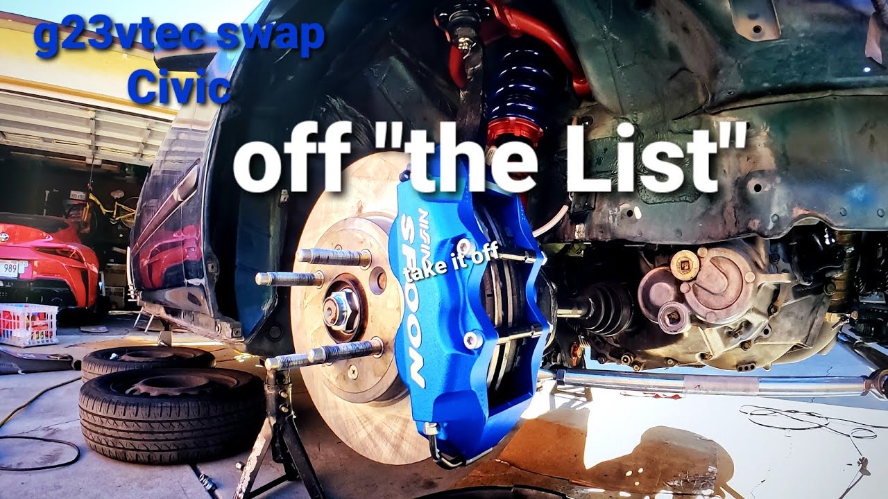 Spoon Twin Block Brake calipers install on G23vtec swap Civic