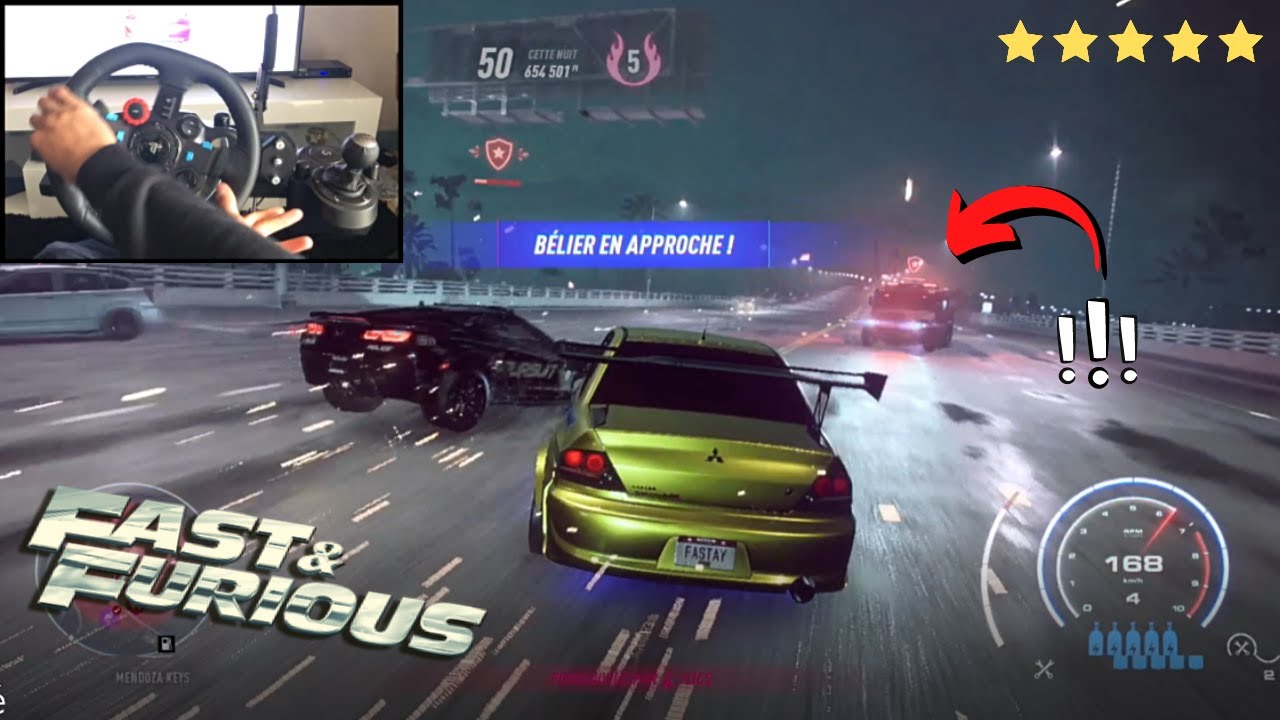 NFS HEAT Police Chase 2 FAST 2 FURIOUS MITSUBISHI LANCER EVO - LOGITECH G29 gameplay