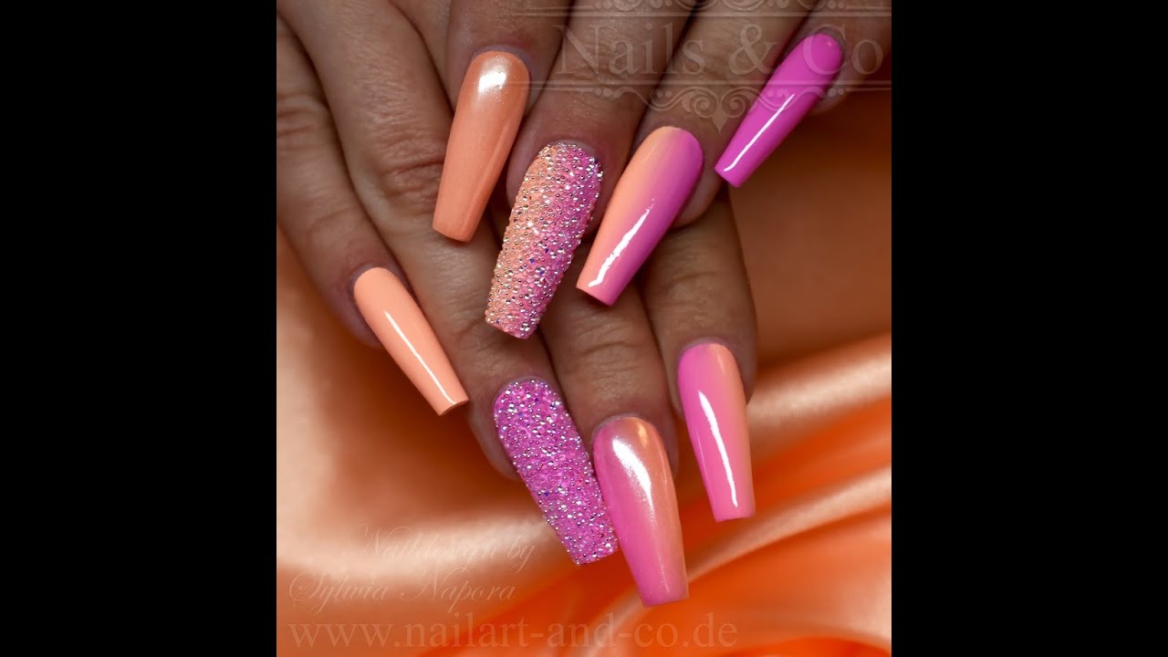 Ombre Nails, Swarovski pixie crystals, Satin Chrome Nails