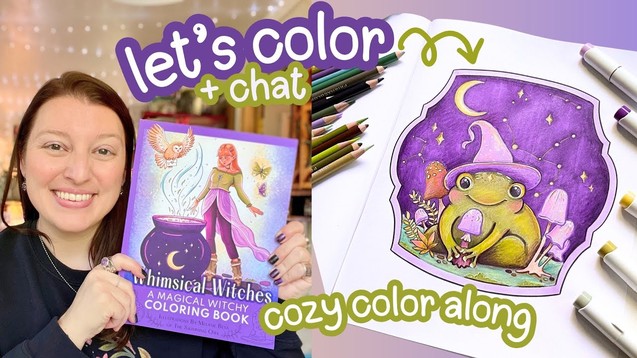 Cute Frog Color Along in Whimsical Witches ⭐️ Using Ohuhu Markers + Colored Pencils + BIG News! 😁