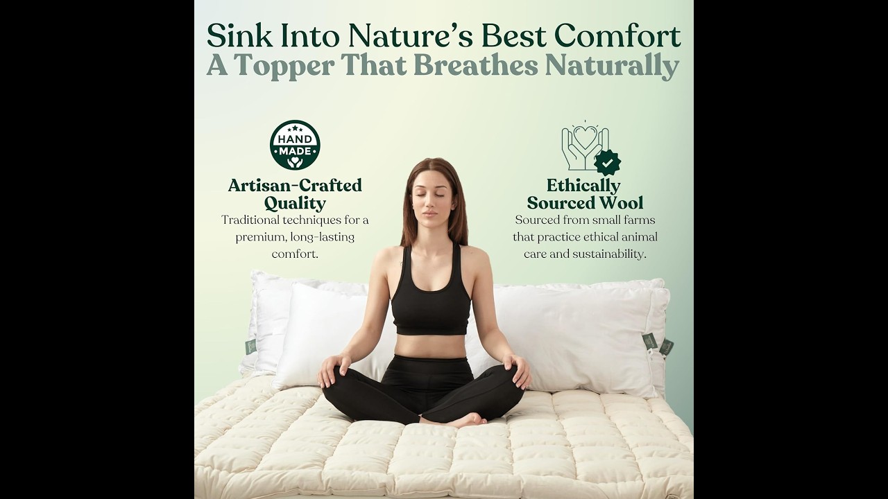 Organic Merino Wool Mattress Topper   Luxury Pillow Top Mattress Pad