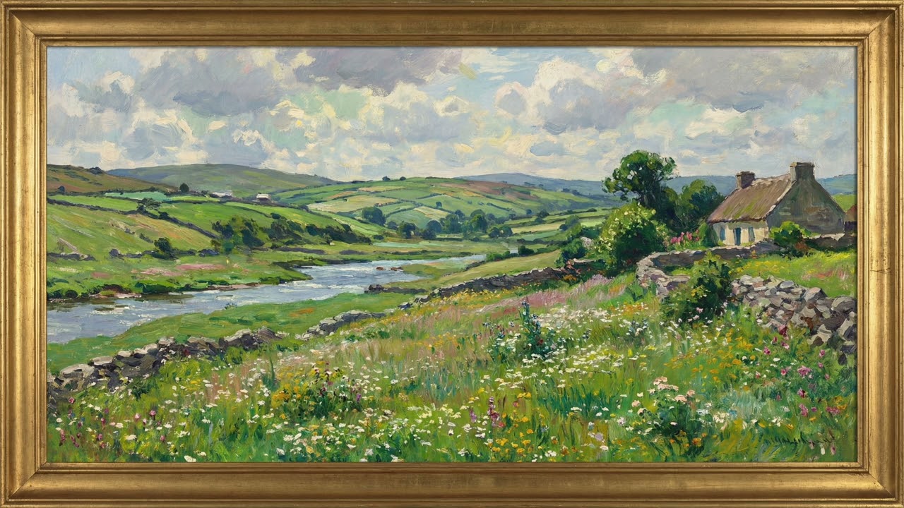 TV Framed ART 4K | Tranquil Irish meadow in honor of St. Patricks Day