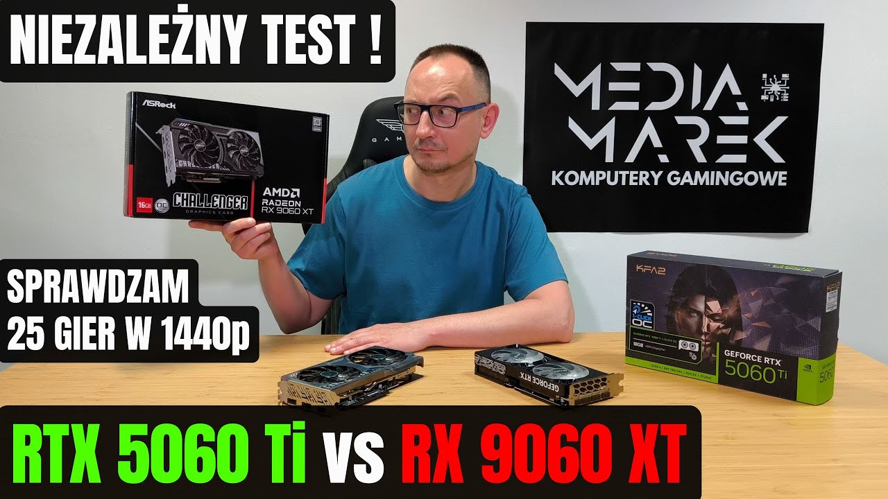 RTX 5060 Ti 16GB vs RX 9060 XT 16GB - NIEZALEŻNY MEGA TEST