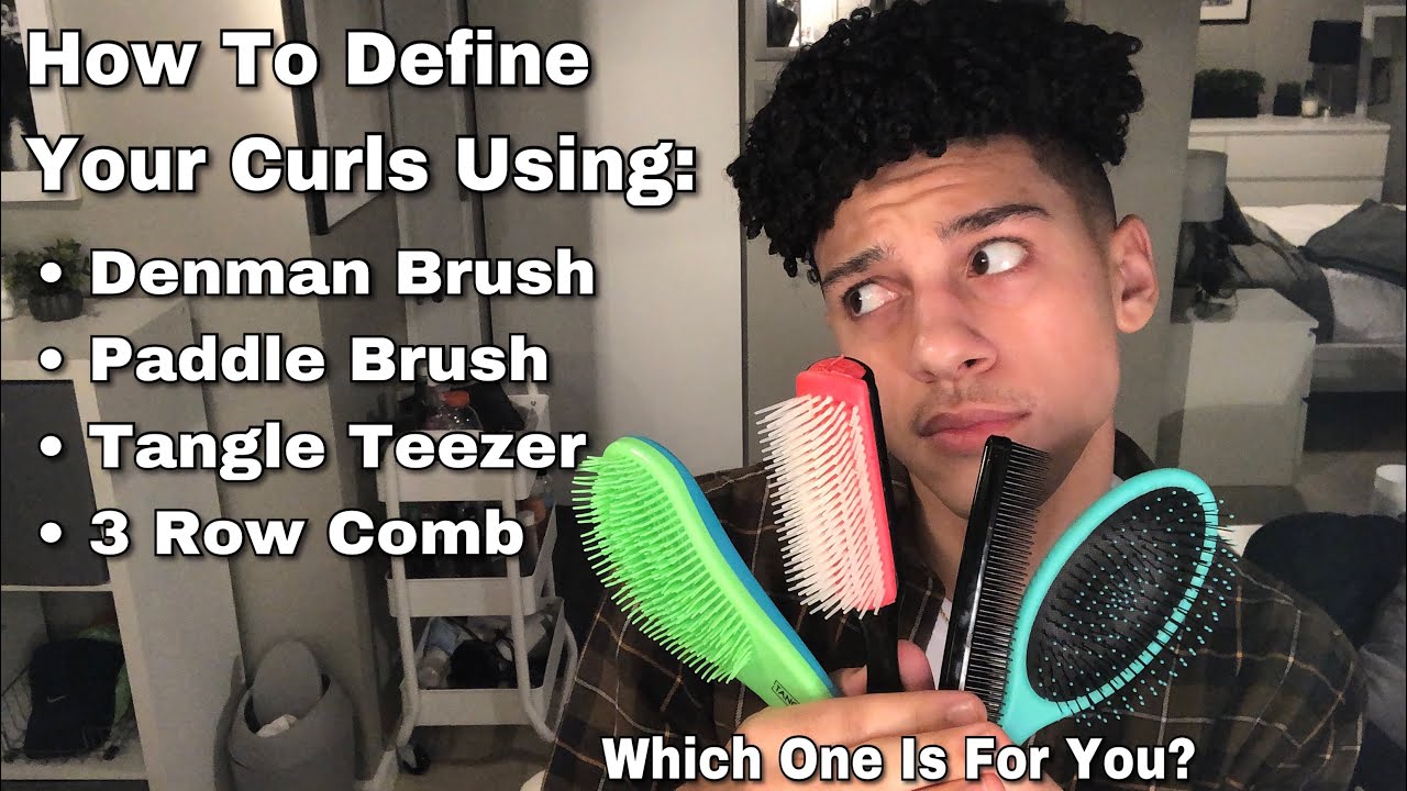 How to Define Curls With Denman Brush,Tangle Teezer, 3 Row comb & Paddle Brush