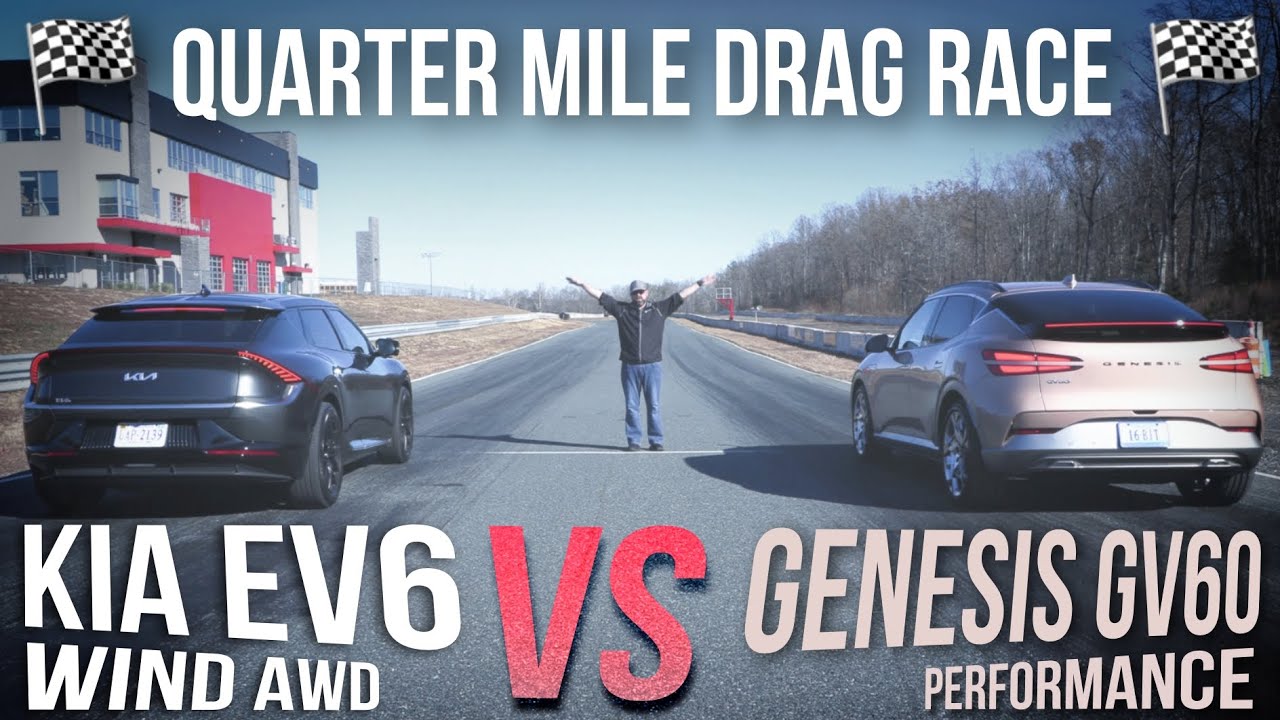 Kia EV6 AWD vs Genesis GV60 Performance - Quarter Mile Drag Race 😀