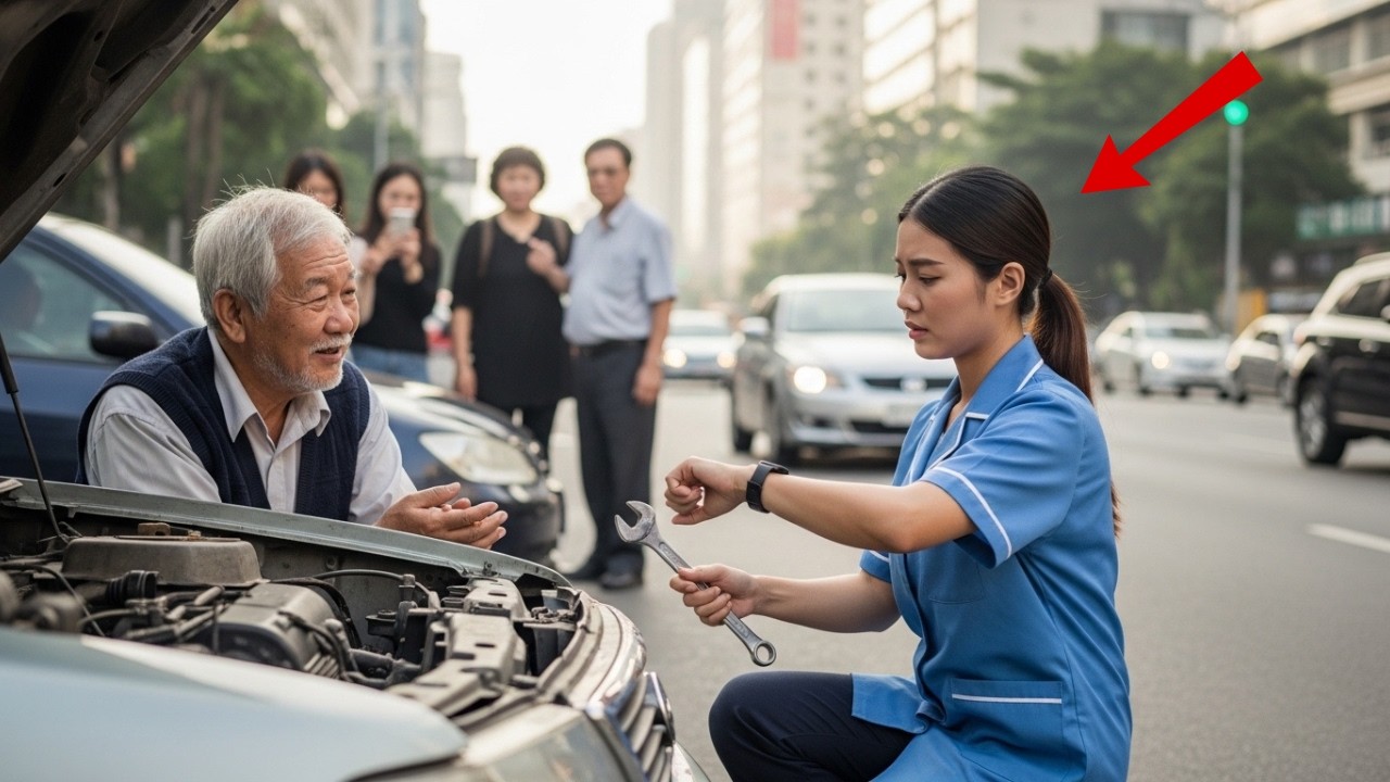 Cô Lao Công Bỏ Lỡ Buổi Phỏng Vấn Vì Giúp Một Ông Lão Sửa Xe – Đâu Ngờ Ông Chính Là Cha Của Tỷ Phú
