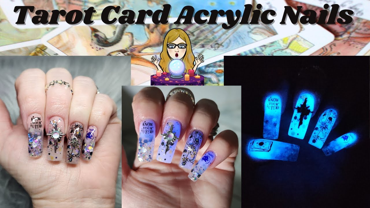 Tarot Card Acrylic Nails l Glow in the Dark Nails l @secretnailaffair l Nail Stamping @Maniology