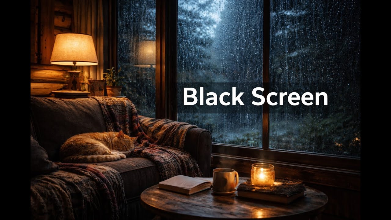 Rain Sounds Inside Cozy Cabin (Black Screen) 🌧️ 10 Hours for Deep Sleep