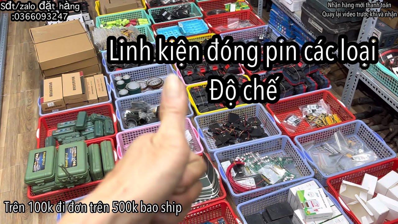 Pin sạc vỏ mạch. Bình chích cá.đế cân bằng. Pin chân phổ thông.