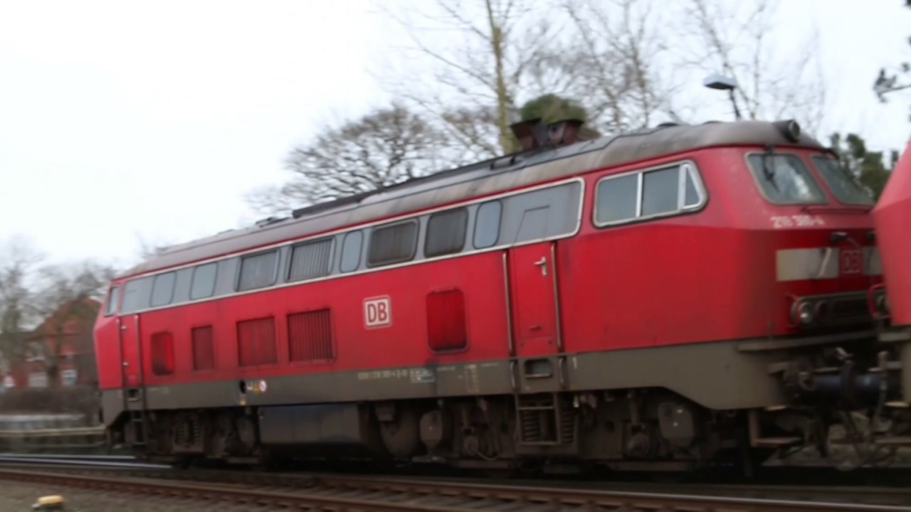 [Sound Pur] 2x 218 TB11 Ausfahrt aus Niebüll (Pfeife + Lichtspiele)