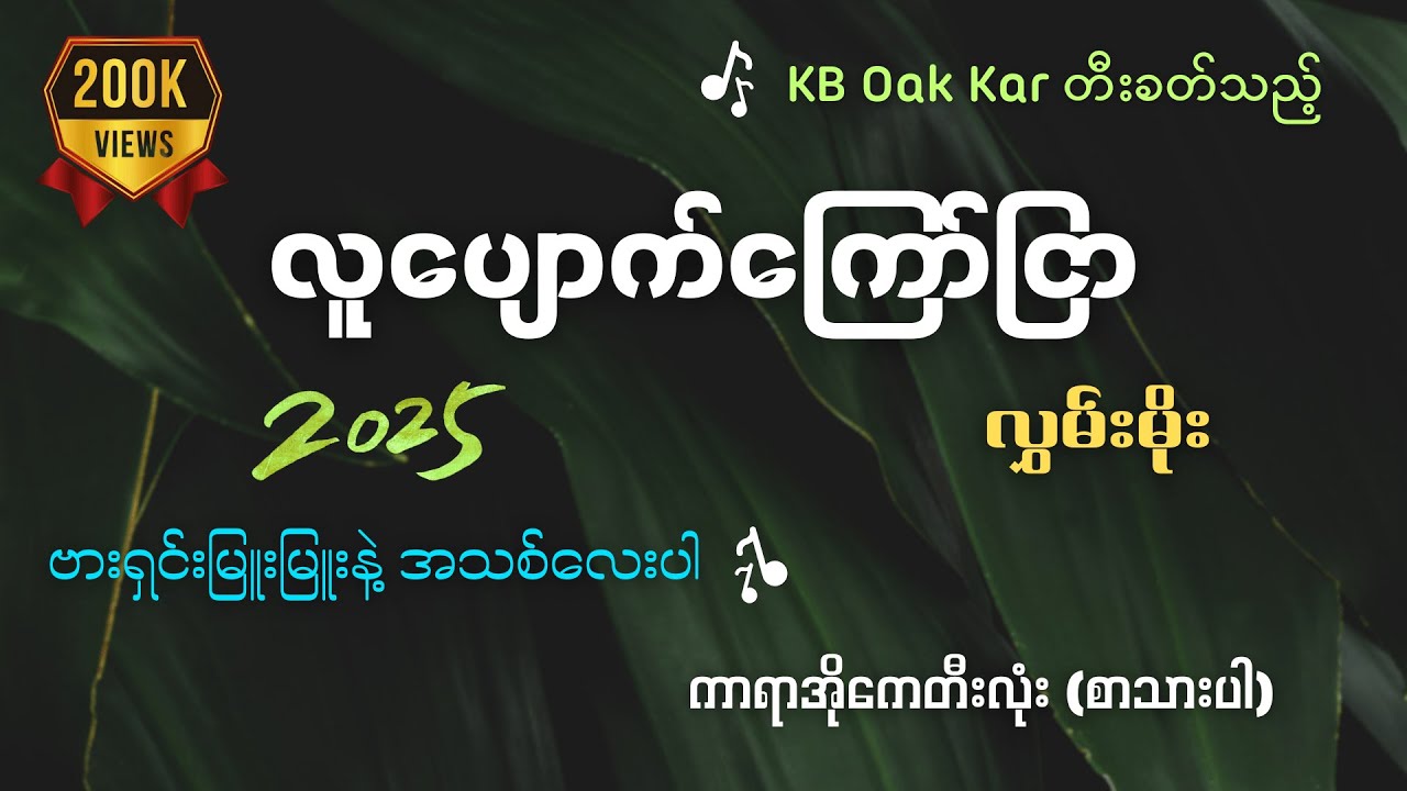 လူပျောက်ကြော်ငြာ - စာသားပါကာရာအိုကေ (လွှမ်းမိုး) KB Oak Kar တီးခတ်သည်။