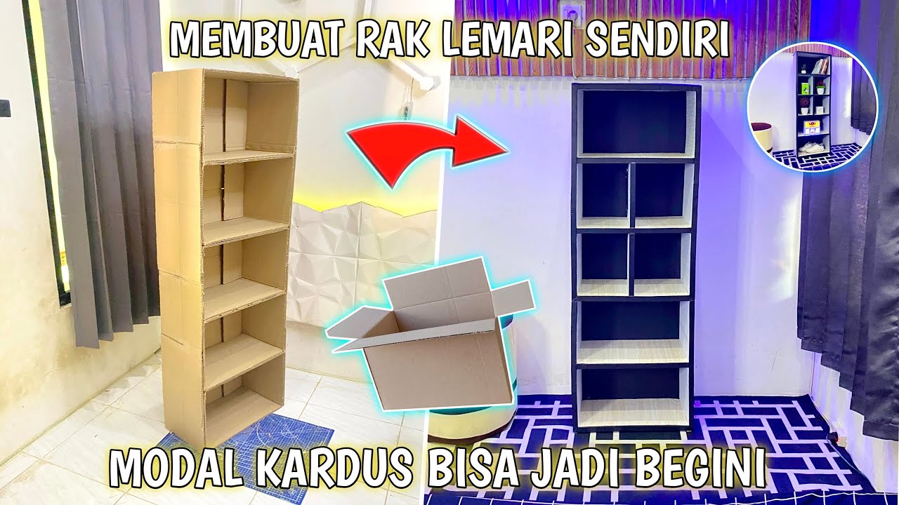 cara membuat rak lemari dari kardus bekas