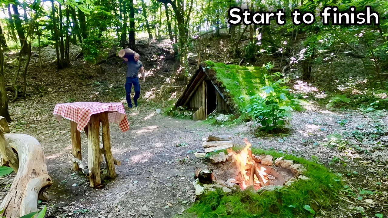 Alone Built a DUGOUT in the Forest from Start to Finish