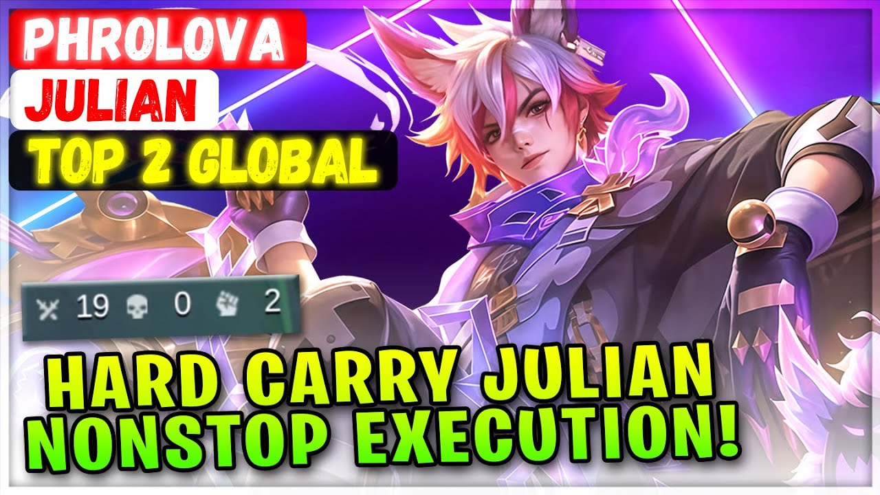 Hard Carry Julian, Nonstop Execution! [ Top Global Julian ] Phrolova - Mobile Legends Emblem Build