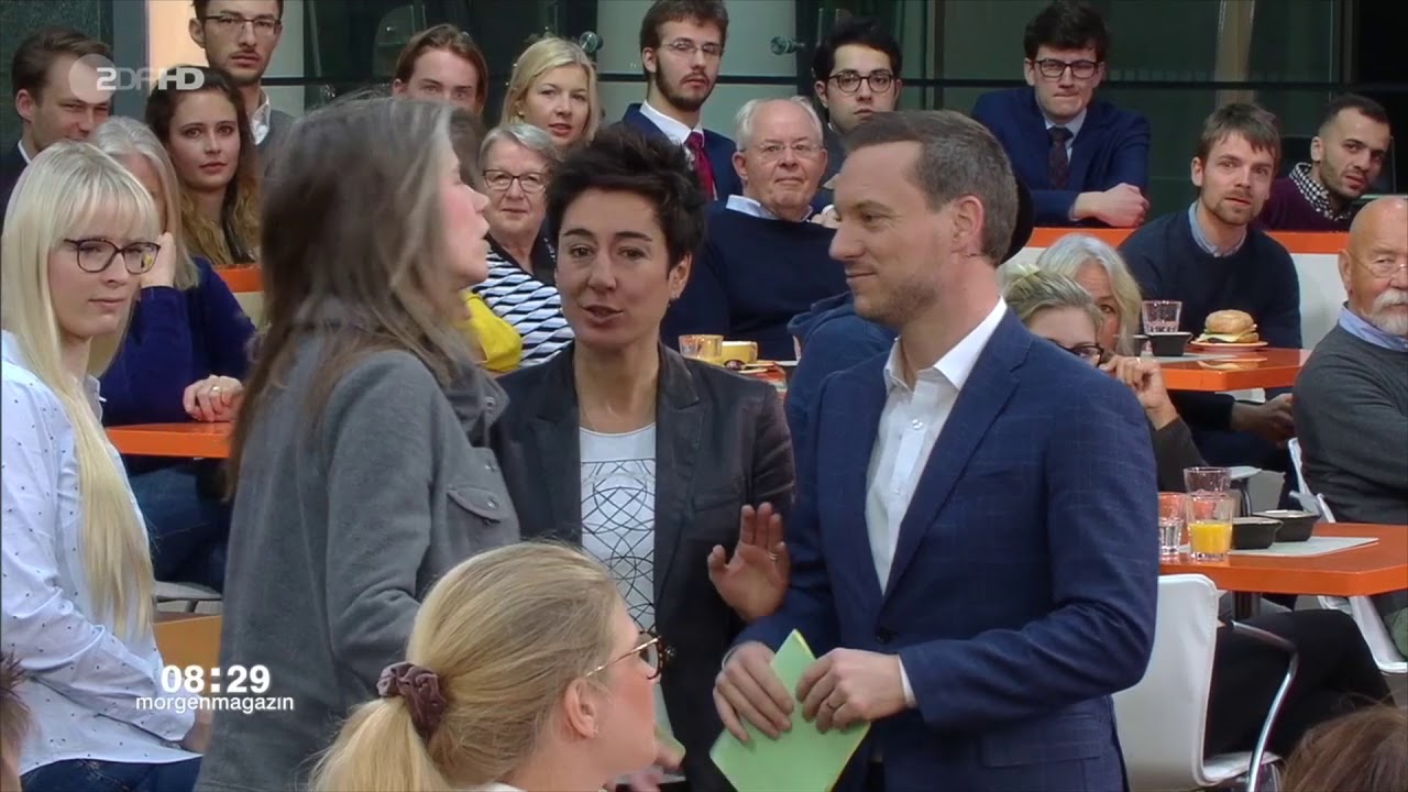 Zwischenfall beim ZDF Morgenmagazin 13.3.2019 - Frau schubst Moderatorin Dunja Hayali weg