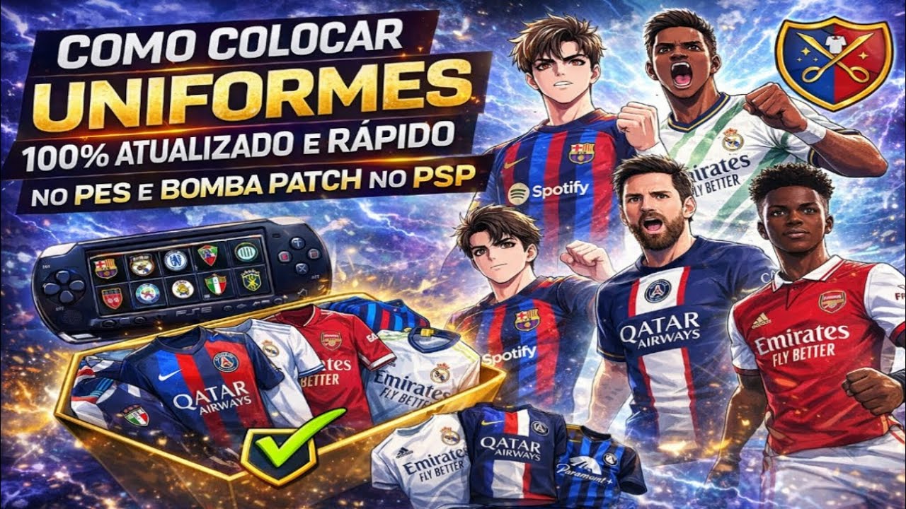 🔥 COMO COLOCAR UNIFORMES NO PES E BOMBA PATCH NO PSP 🔥