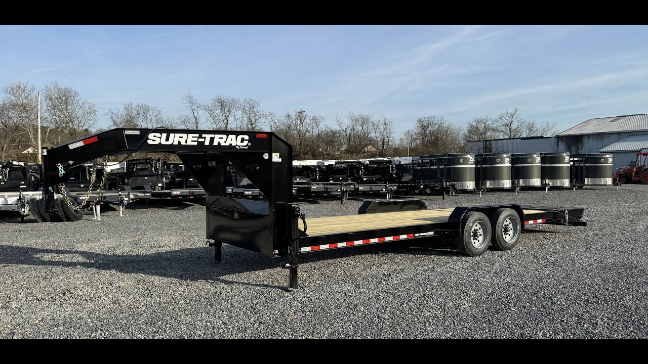 Sure Trac 7x24' Pro Series I-Beam Equipment Trailer 17600# GVW STBIT8224-GN-176