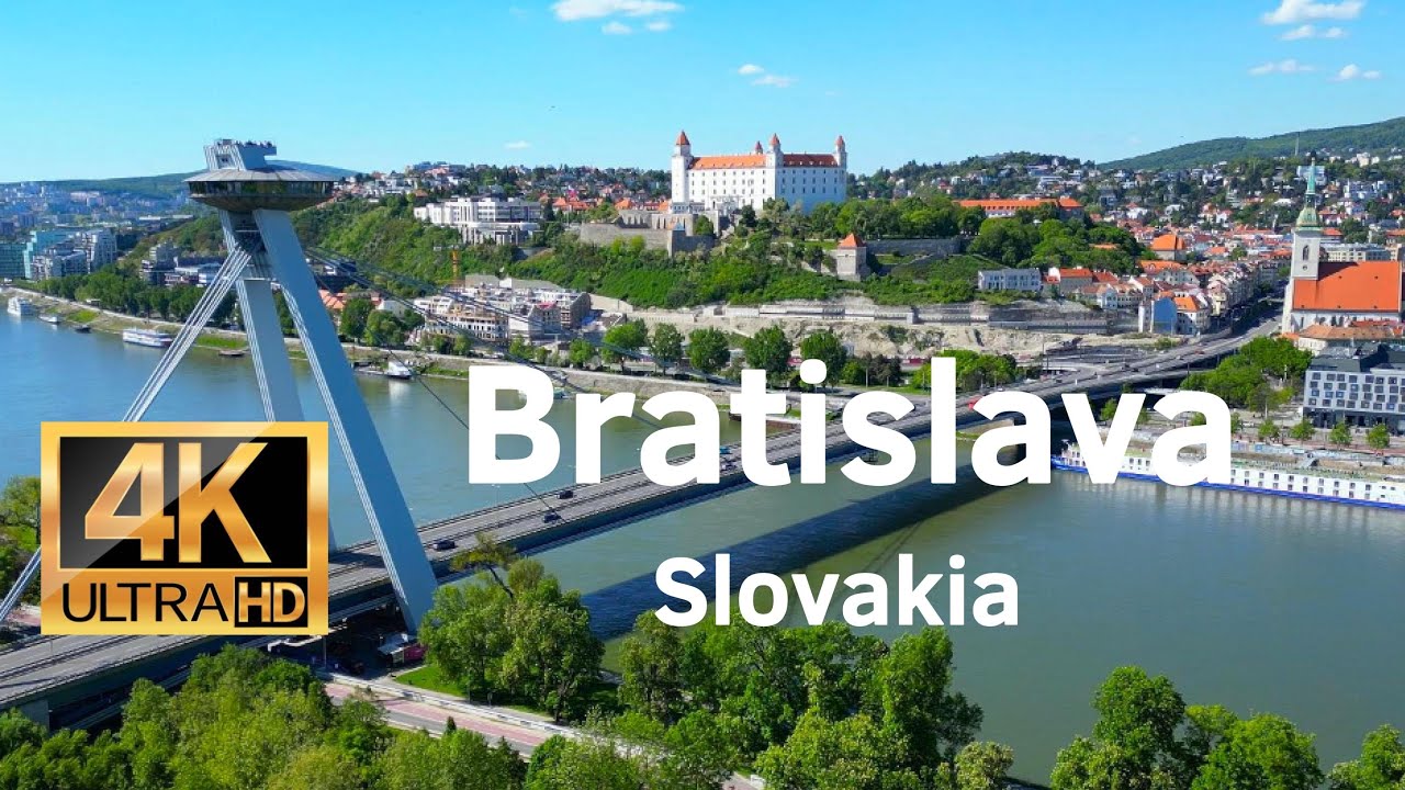 Bratislava drone 4K- Slovakia, Bratysława z drona Słowacja, Bratislava z dronu Slovensko