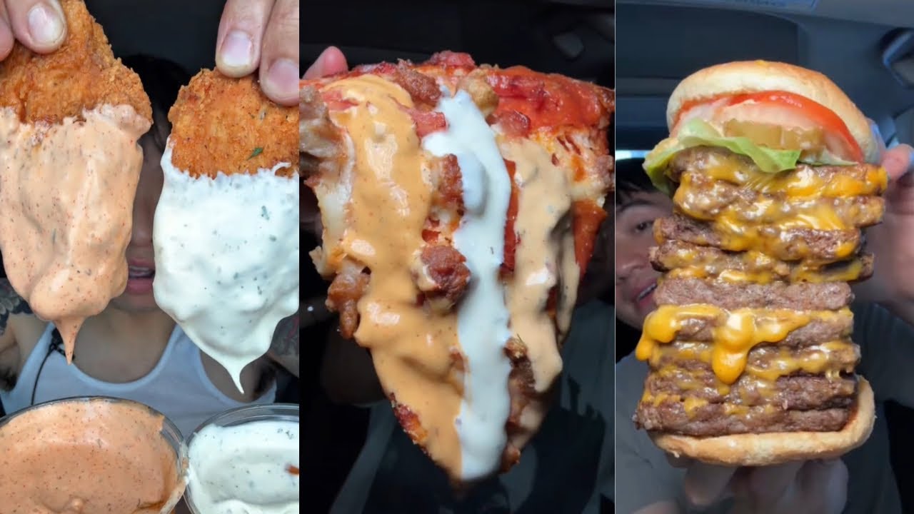 Подборка TIKTOK Mukbang | Buldak, Domino’s, Chili’s, Five Guys, Cane’s, Wendy’s и другие!