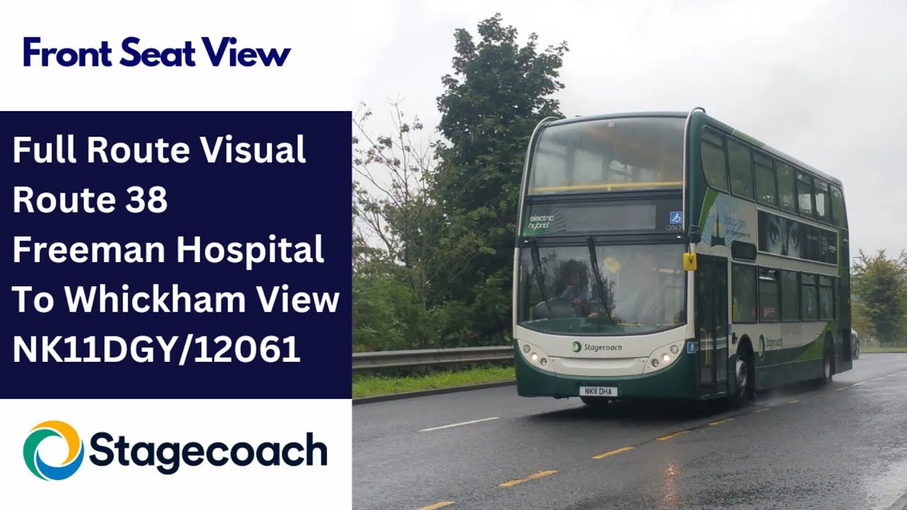 Full Route Visual | Stagecoach NE Bus Route 38 - Freeman Hospital - Whickham View | NK11DGY/12061