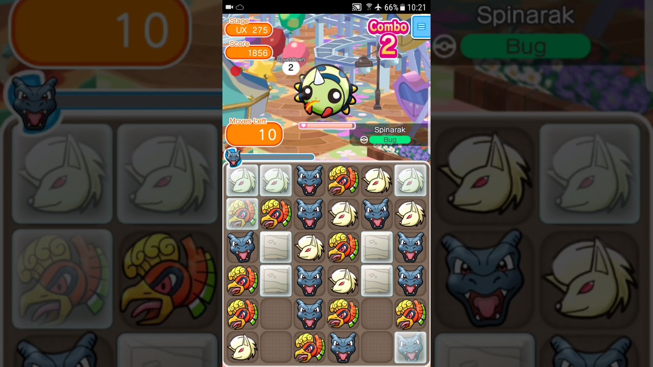 Pokemon Shuffle Mobile UX Stage 275 Spinarak S Rank ITEMLESS『ポケとる スマホ版』