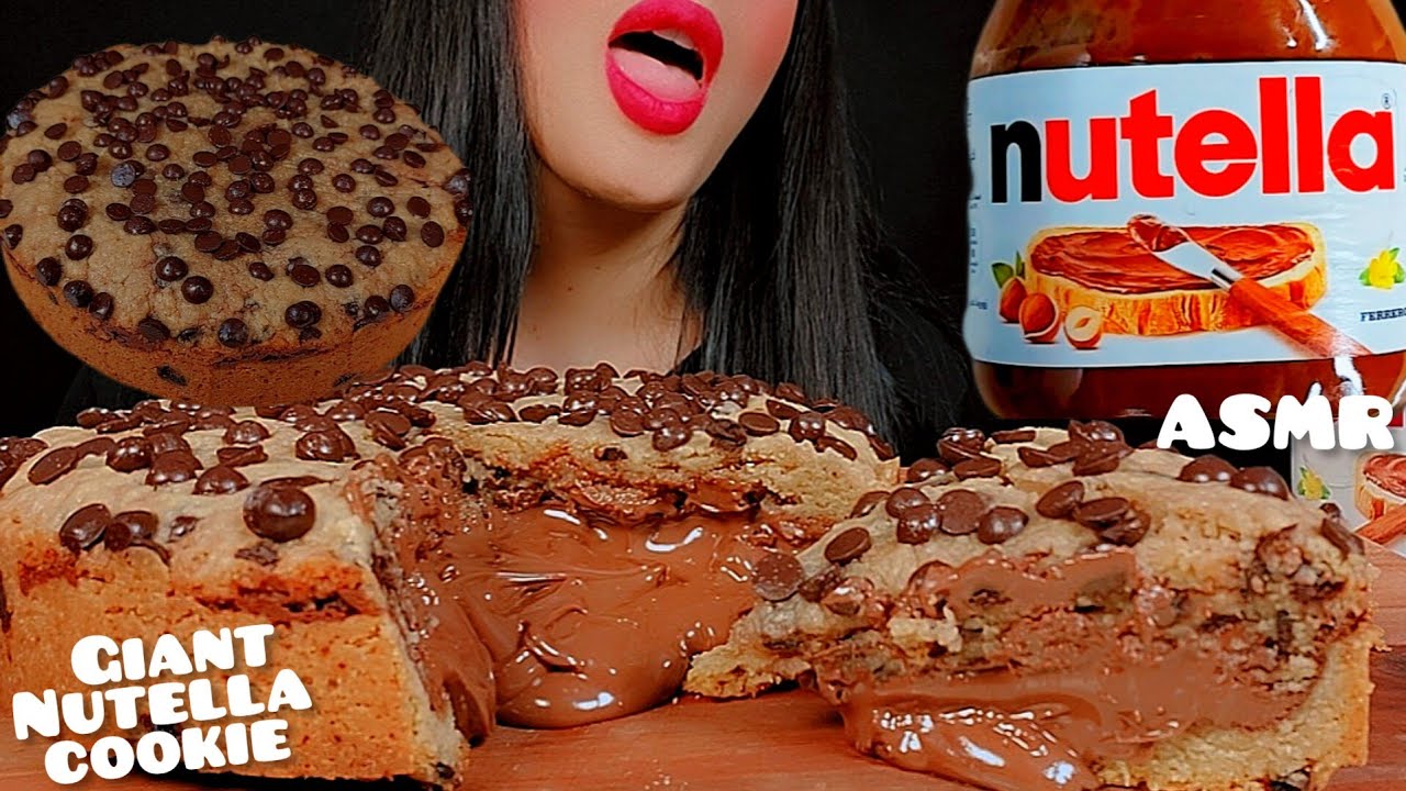 🍫🍪Nutella cookie pie🥧👅with milk ASMR 😋먹방 누텔라 쿠키파이🍫🍪eating sounds |notalking 🐾