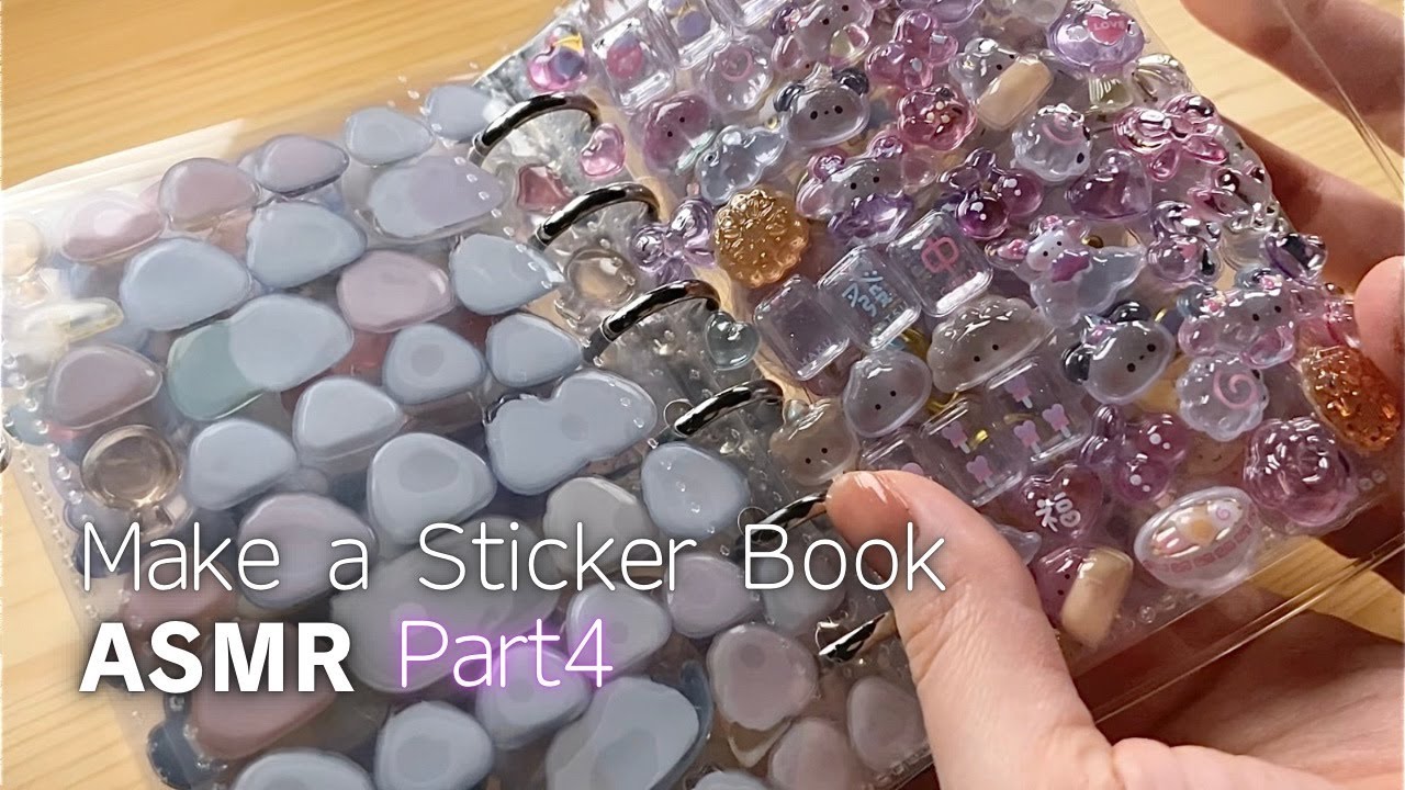 【ASMR｜睡眠用】透明シール帳作りPart4🍥♡ボンボンドロップシールを開封して貼る🍜｜Make a Sticker Book (No Talking)