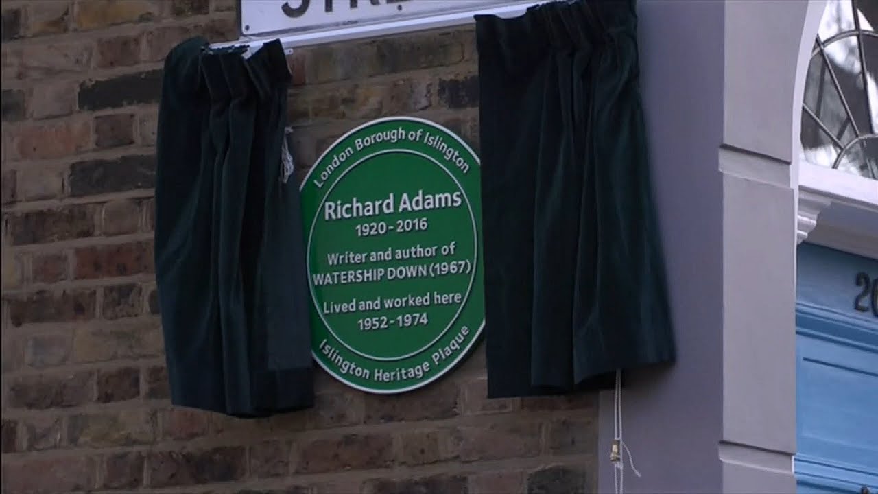 Richard Adams' (green plaque) as 'Watership Down' celebrates 50 years (UK)