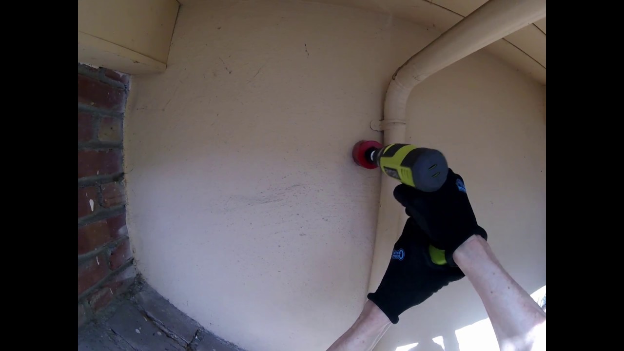Drilling a 2.5 inch hole through stucco for a mini split air conditioner, using a Diablo carbide bit