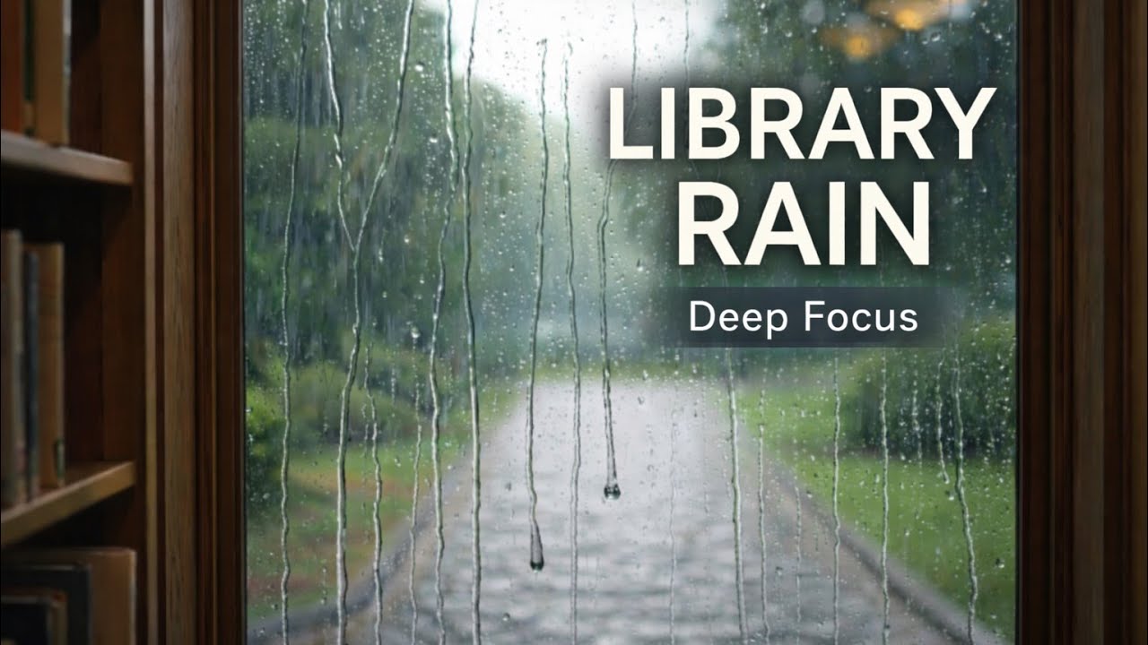 Library Rain Deep Focus - Fall Asleep in Minutes 😴 Cozy Rain Ambience for Sleeping and Studying
