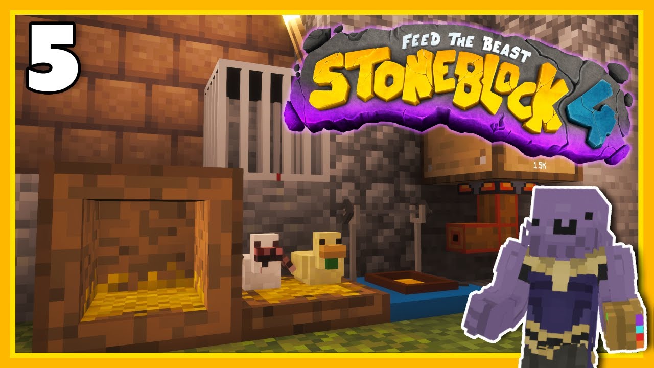 Stoneblock 4 Minecraft Modpack EP 5 | Chicken Breeding Madness и улучшения Unearther