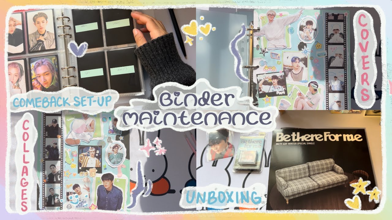 binder maintenance #2 | making binder covers, cb set up, reorganizing, unboxing nct, etc
