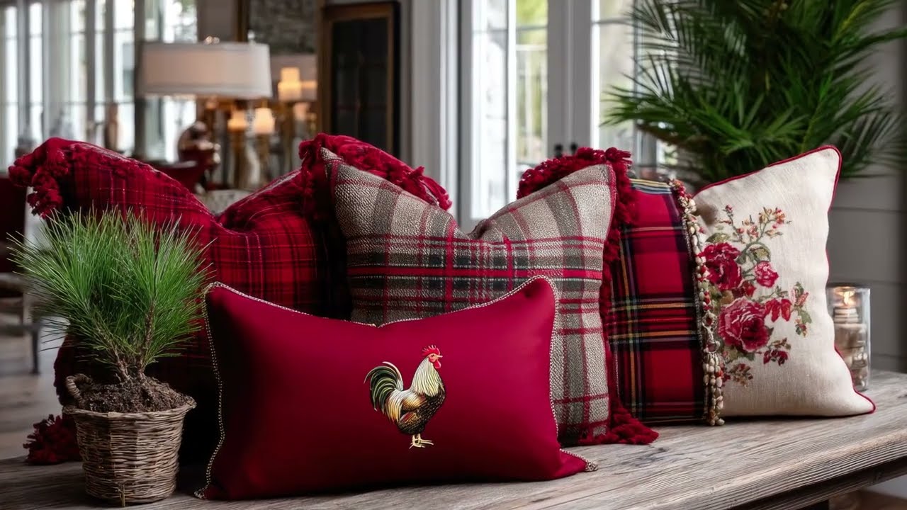 Farmhouse Charm Redefined Rustic Rooster & Shabby Chic Red Plaid D&eacute;cor You&rsquo;ll Love!