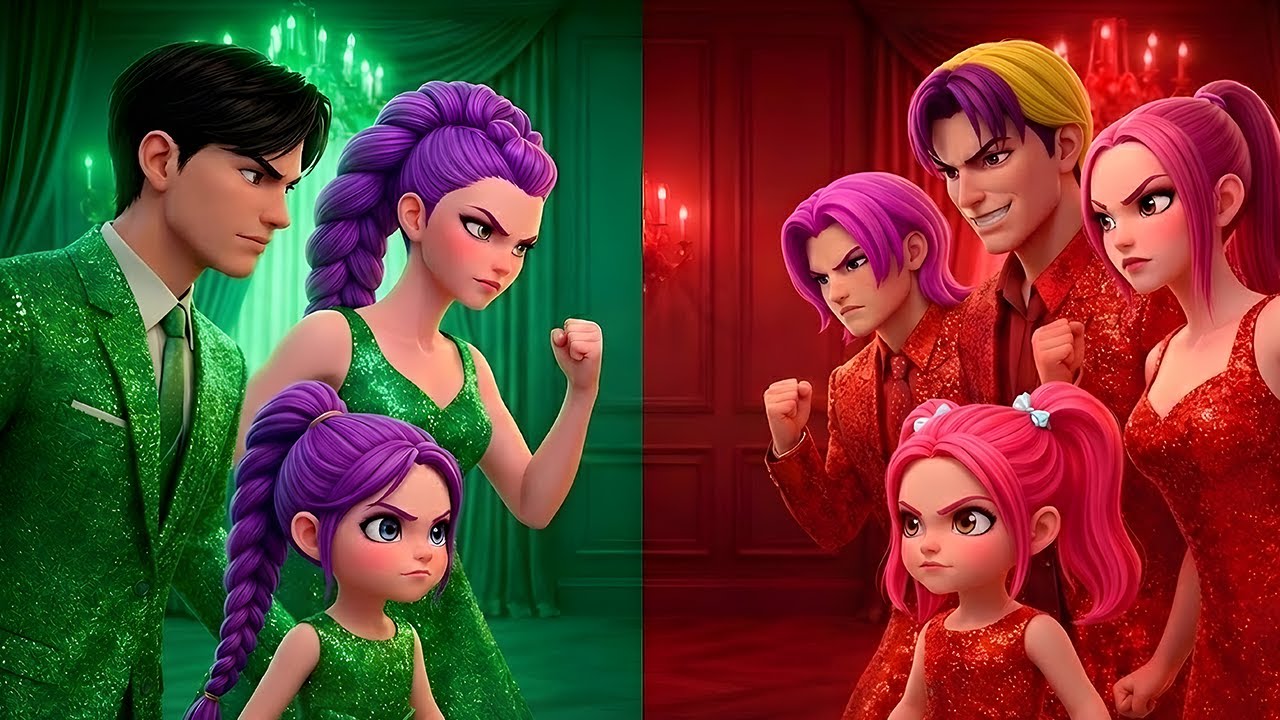 GREEN vs RED Family War! 😱 || KPop Demon Hunters || #kpopdemonhunters