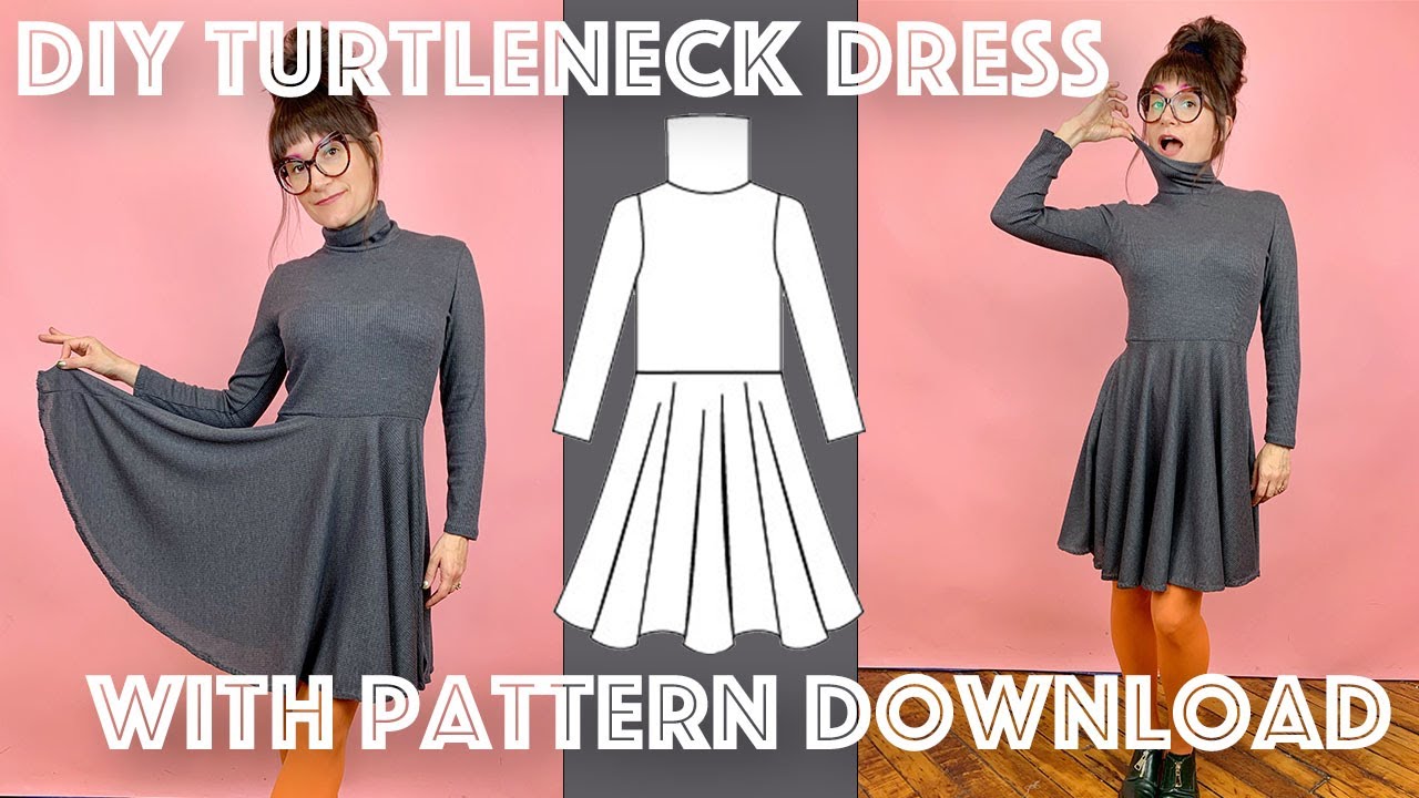 DIY Knit Turtleneck Shirt Dress Sewing Tutorial With Pattern | Sew Anastasia