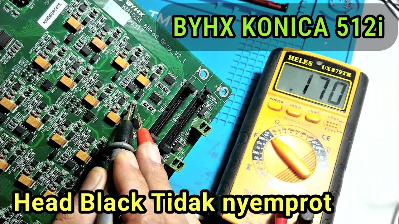 Penyebab head black tidak bekerja atau buntu tidak bisa menyemprot motherboard konica 512i